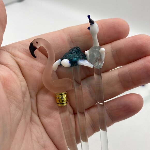 Handblown Glass Tropical seaside beach theme swizzle sticks cocktail stirrers Fl - Picture 5 of 9